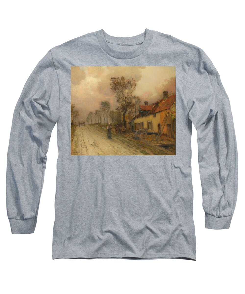 Painting Long Sleeve T-Shirt featuring the painting The Route Nationale At Samer #2 by Mountain Dreams