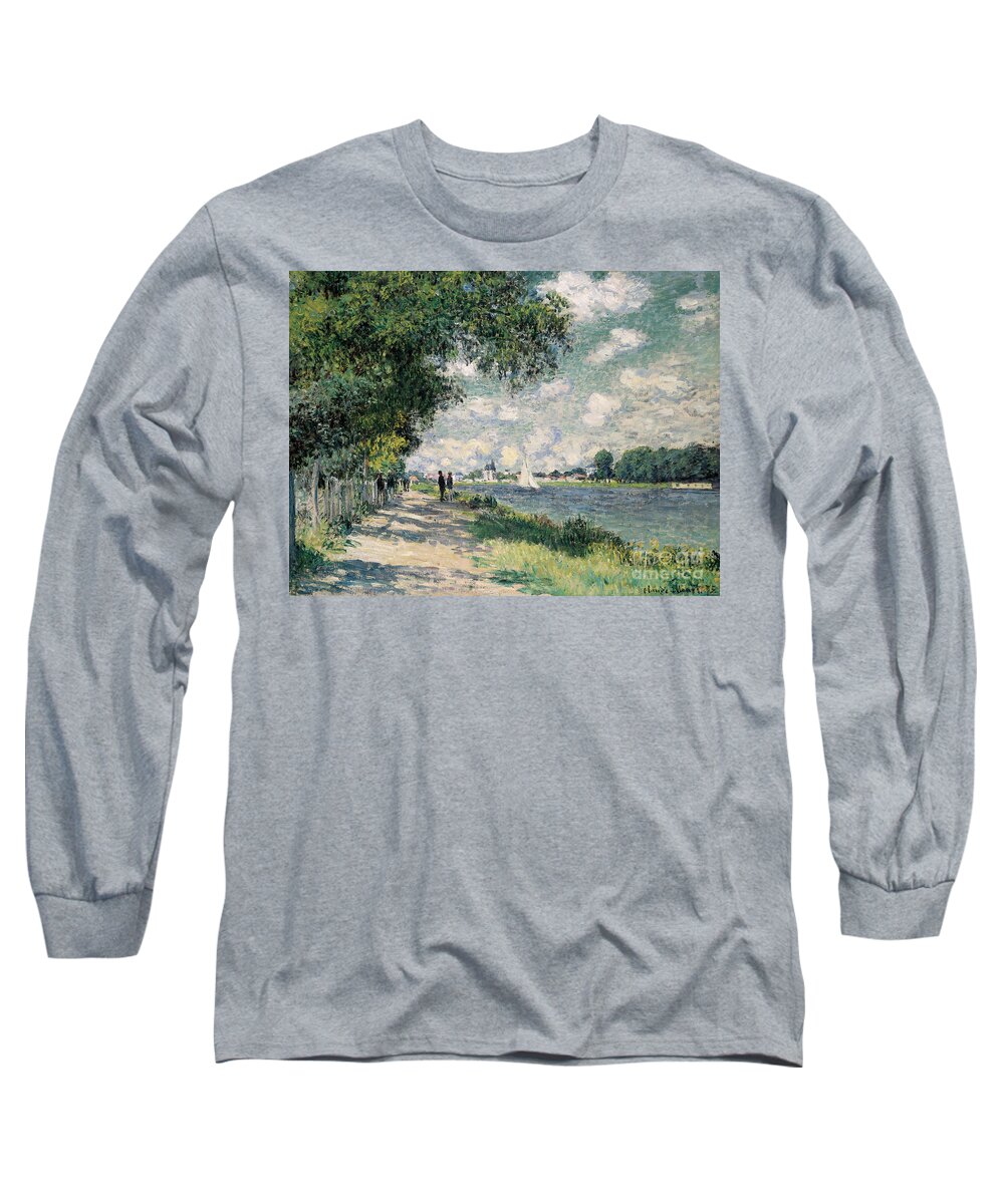 Riverseine;argenteuil;riverbank;path;track;summer;sunshine;shadow;shadows;sailing Long Sleeve T-Shirt featuring the painting The Seine at Argenteuil by Claude Monet