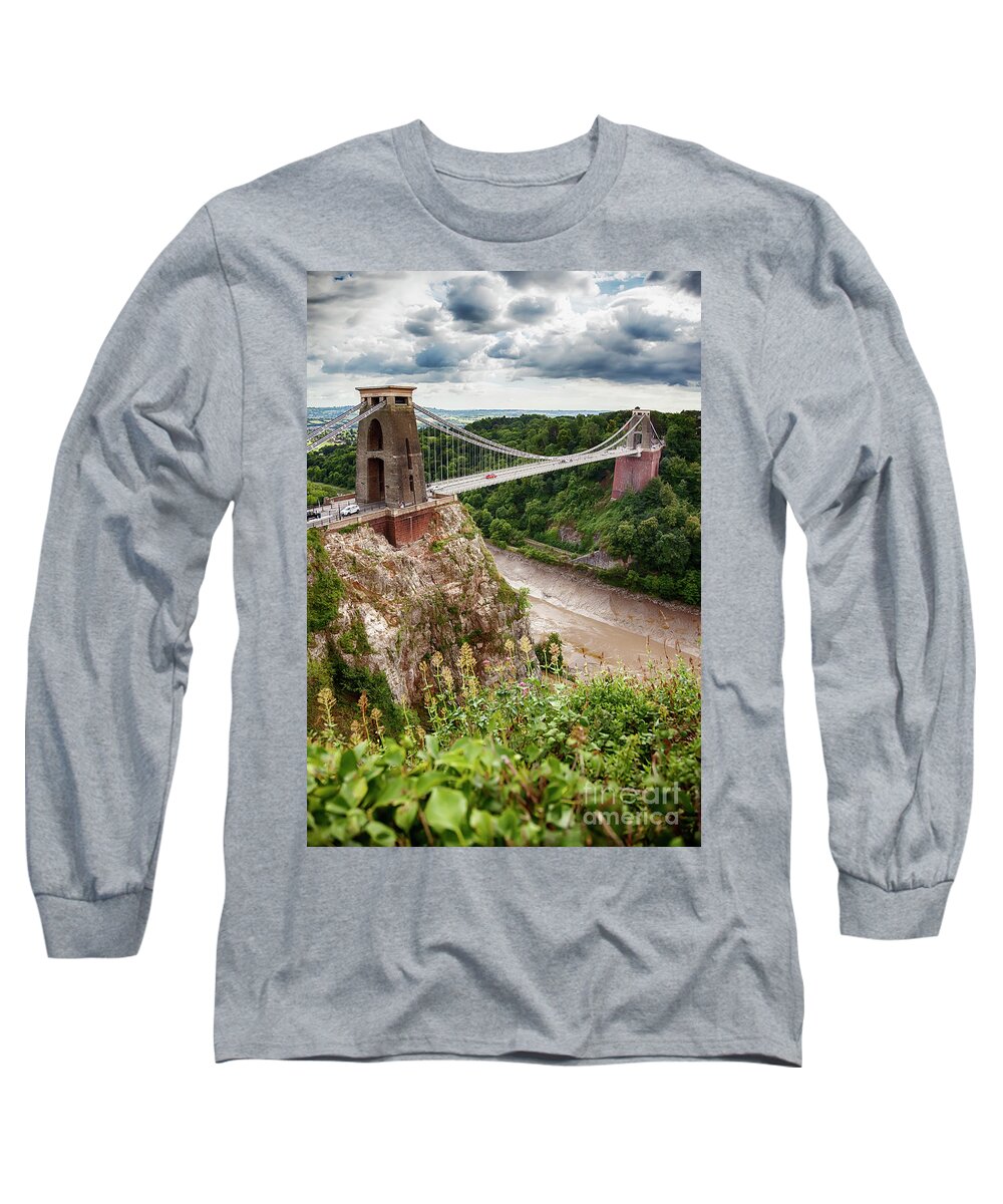 Air Long Sleeve T-Shirt featuring the photograph view at Bristol bridge #2 by Ariadna De Raadt