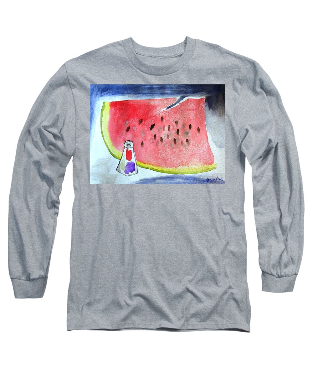 Watermelon Long Sleeve T-Shirt featuring the painting Watermelon #2 by Jamie Frier