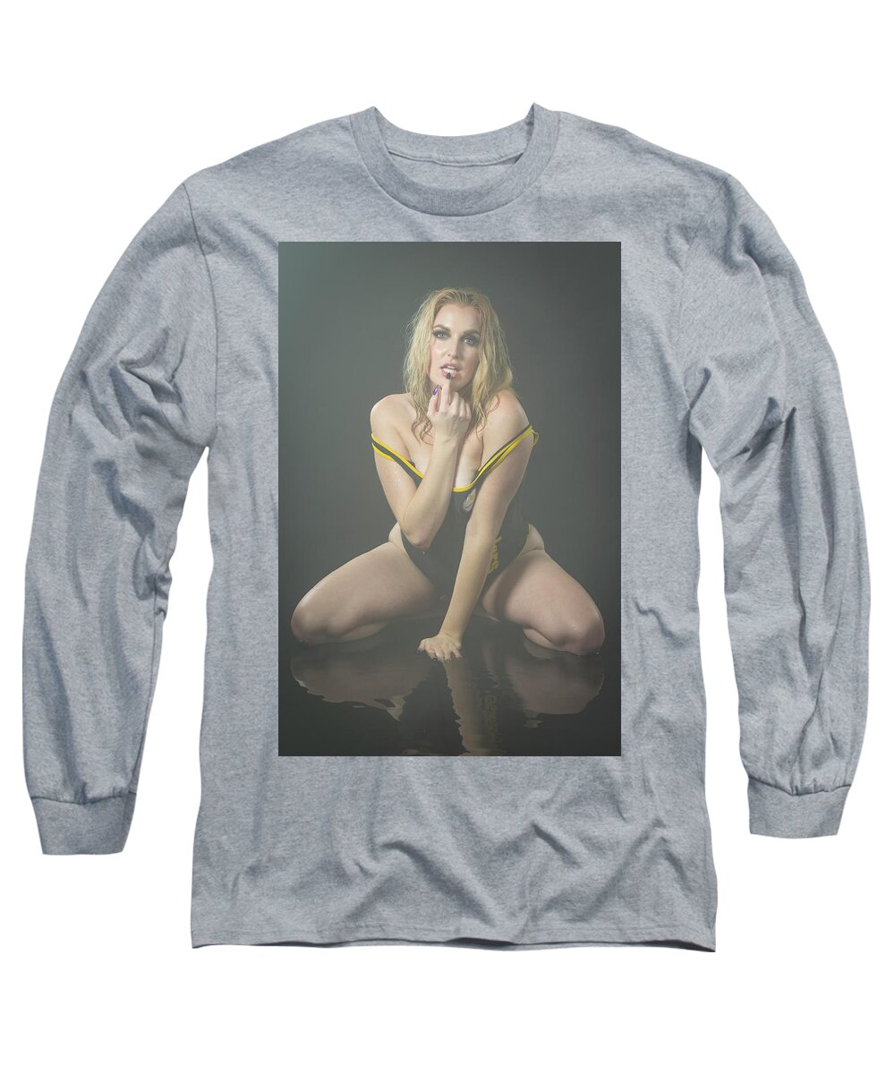 Implied Nude Long Sleeve T-Shirt featuring the photograph Rose--watershoot #1 by La Bella Vita Boudoir