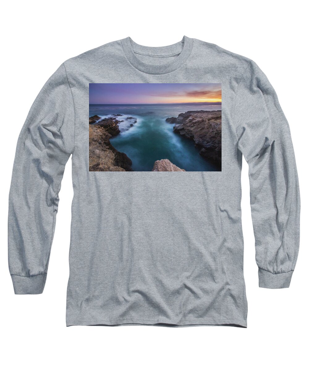 Beach Long Sleeve T-Shirt featuring the photograph Smooth Waves at Sequit Point #3 by Andy Konieczny