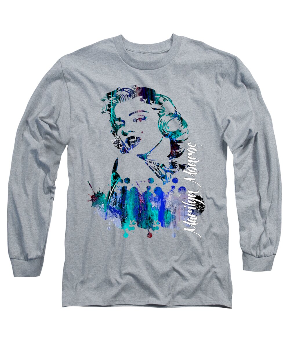 Marilyn Monroe Long Sleeve T-Shirt featuring the mixed media Marilyn Monroe Collection #34 by Marvin Blaine