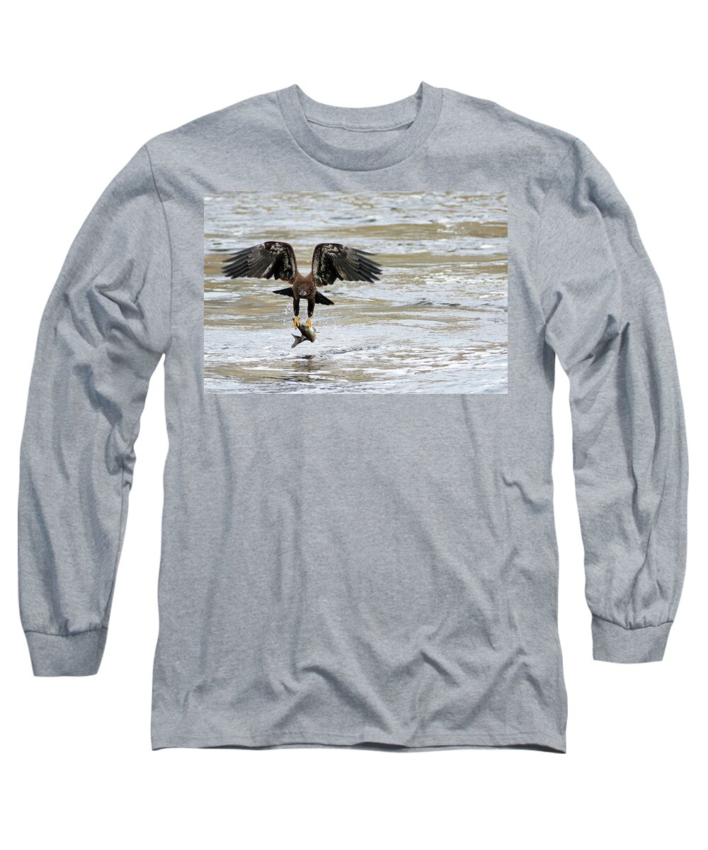 Bald Eagle Long Sleeve T-Shirt featuring the photograph A Heavy Meal by Brook Burling