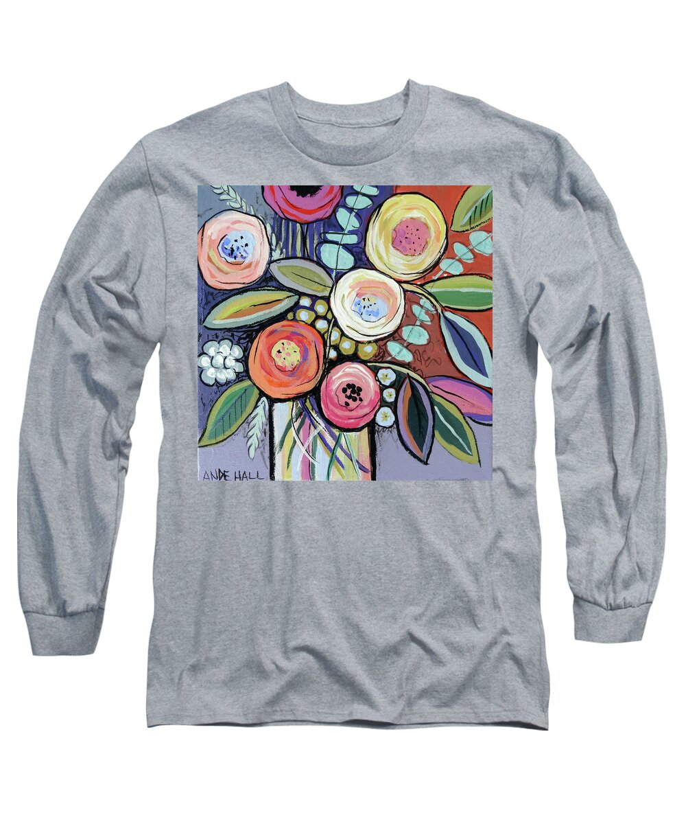 Flowers Long Sleeve T-Shirt featuring the painting A Jar of Happy by Ande Hall