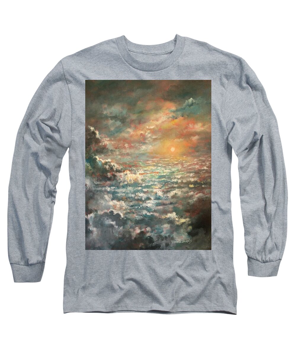 Sea Long Sleeve T-Shirt featuring the painting A Sea of Clouds by Rand Burns