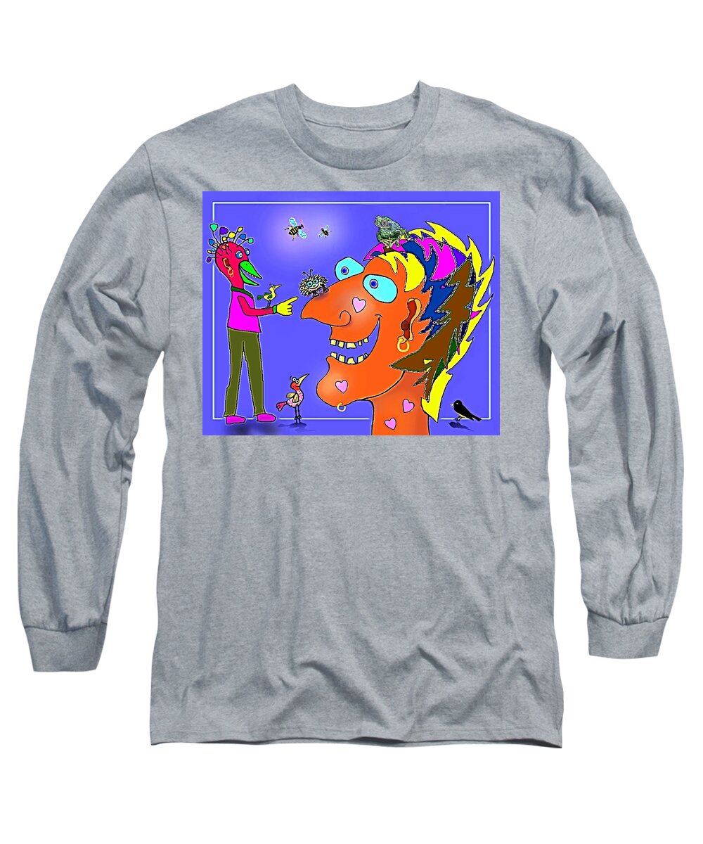 Caricature Long Sleeve T-Shirt featuring the digital art A Smile A Day . . . by Hartmut Jager