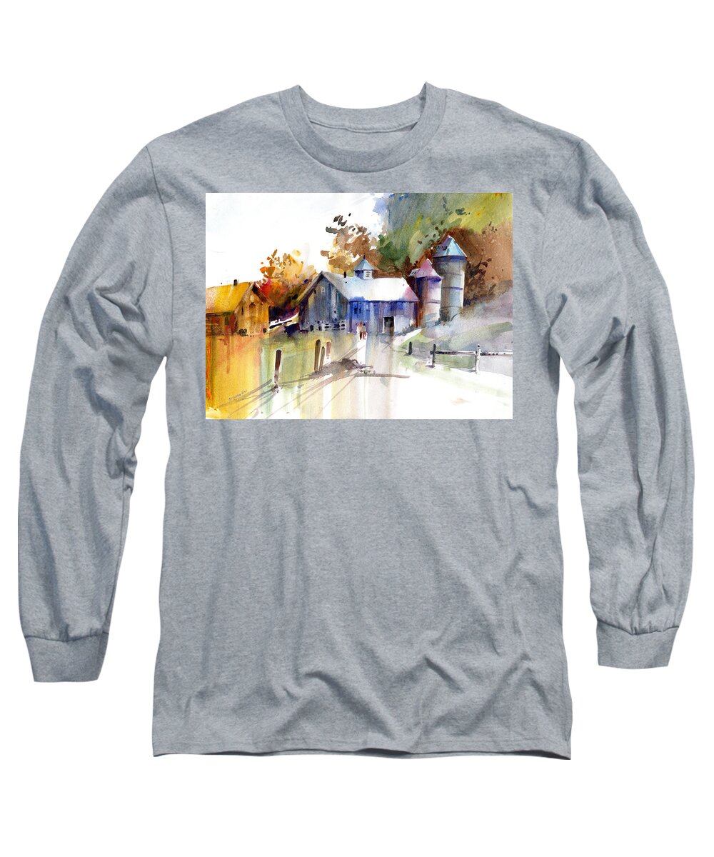 New England Scenes Long Sleeve T-Shirt featuring the painting A Walk to the Barn by P Anthony Visco