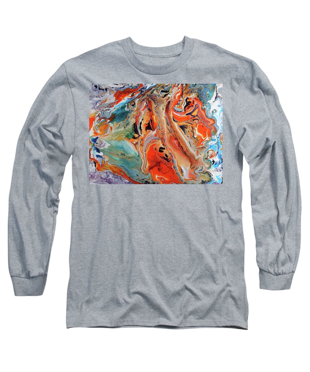 Orange Long Sleeve T-Shirt featuring the painting Aerial 10 by Madeleine Arnett