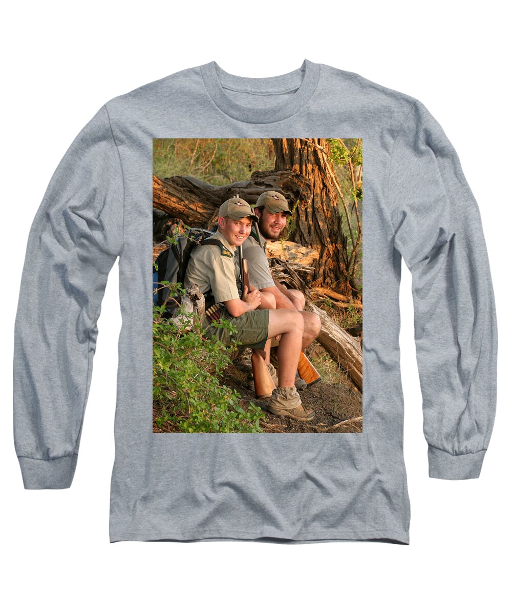 Carl Lotter Long Sleeve T-Shirt featuring the photograph African Game Guides by Joseph G Holland