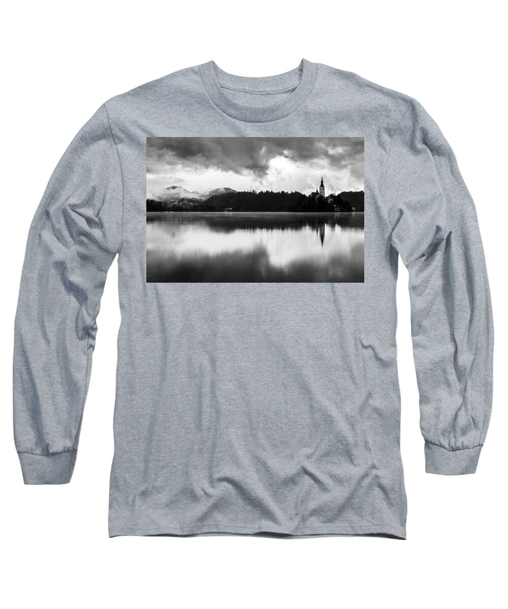 Bled Long Sleeve T-Shirt featuring the photograph After the rain at Lake Bled by Ian Middleton
