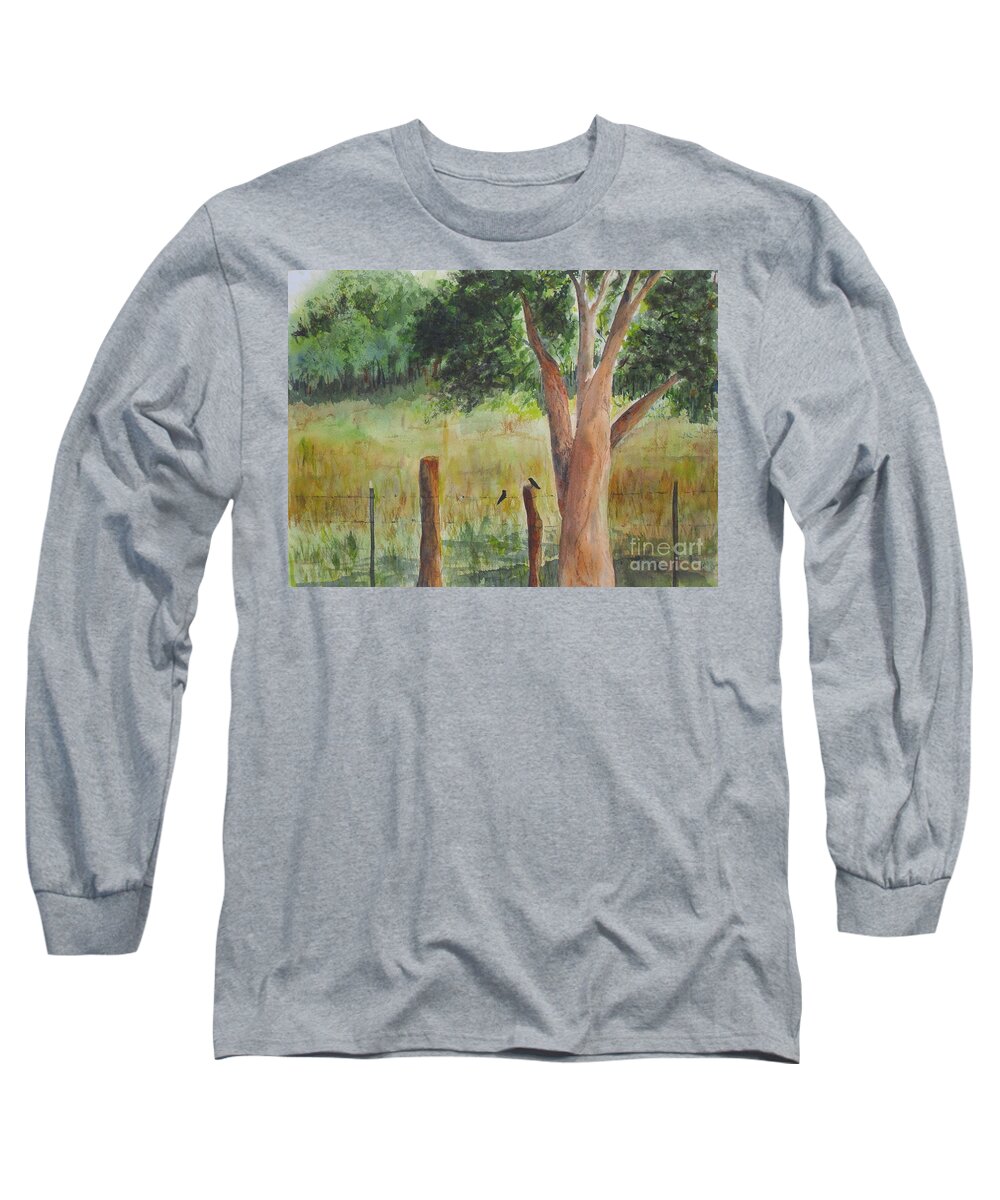 Landscape Long Sleeve T-Shirt featuring the painting Afternoon Chat by Vicki Housel