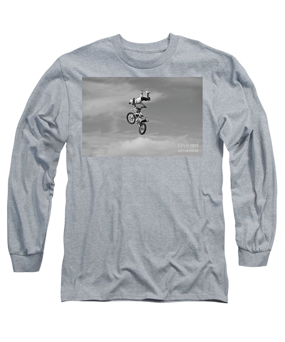 Motorsport Long Sleeve T-Shirt featuring the photograph Airborne motorcycle by Yurix Sardinelly