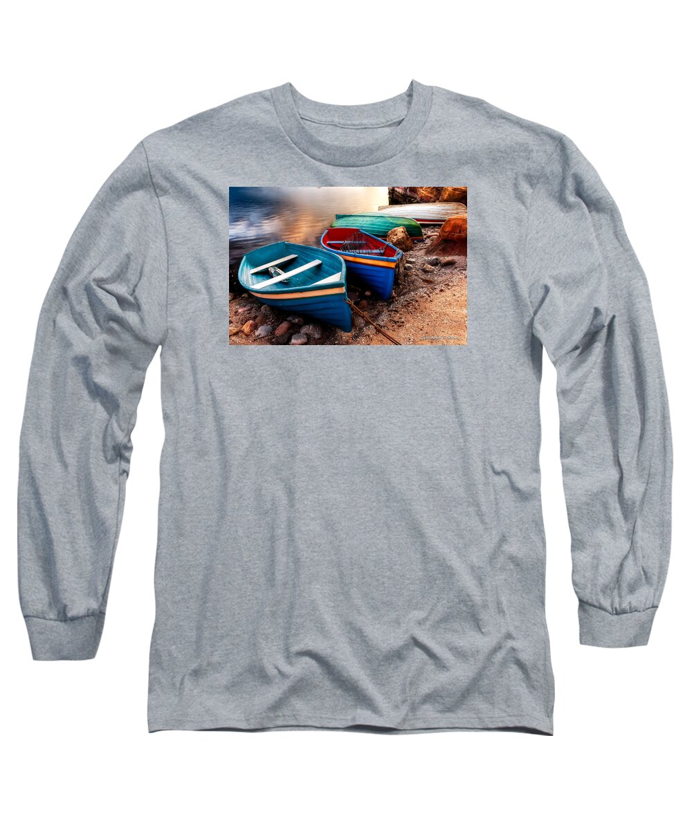 Boats Long Sleeve T-Shirt featuring the photograph All Ashore by Christopher Holmes