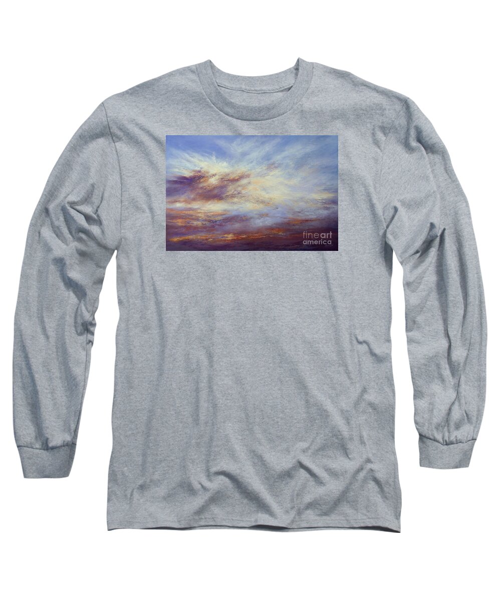 Sky Painting Long Sleeve T-Shirt featuring the painting All Too Soon by Valerie Travers