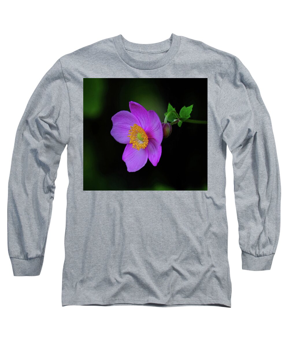 Anemone Long Sleeve T-Shirt featuring the photograph Anenome purple by Ronda Ryan