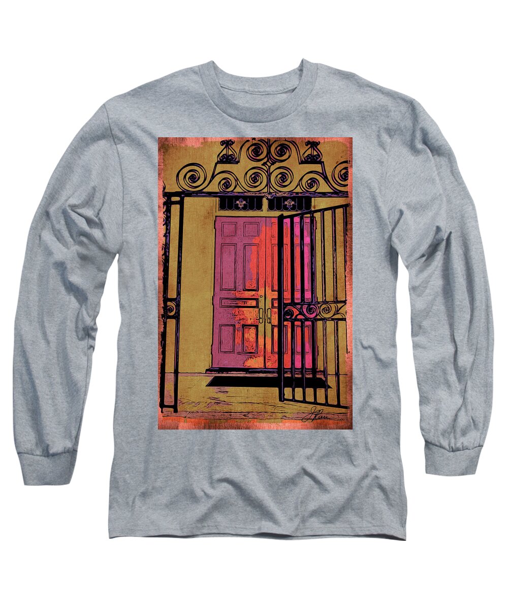 Woodcut Long Sleeve T-Shirt featuring the photograph An Open Gate by Joan Reese