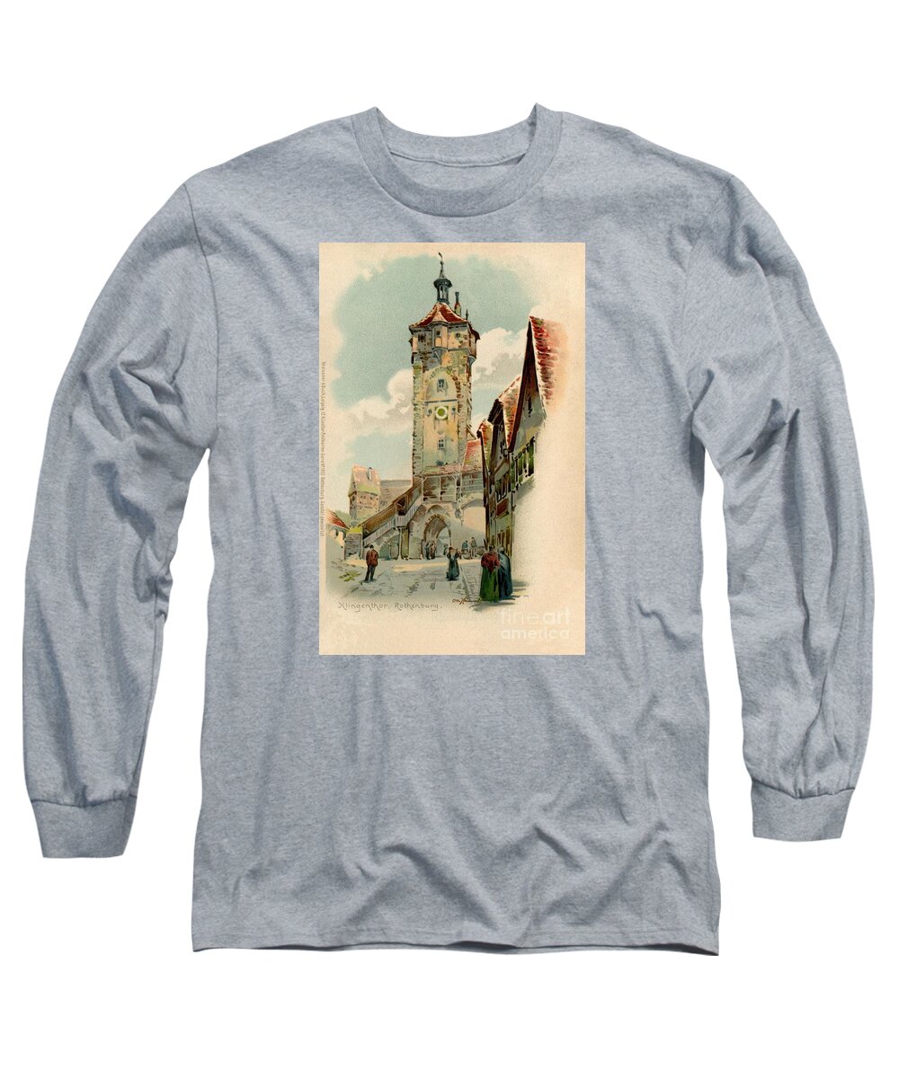 Rothenburg Long Sleeve T-Shirt featuring the painting Aquarelle watercolor Rothenburg ob der Tauber by Heidi De Leeuw