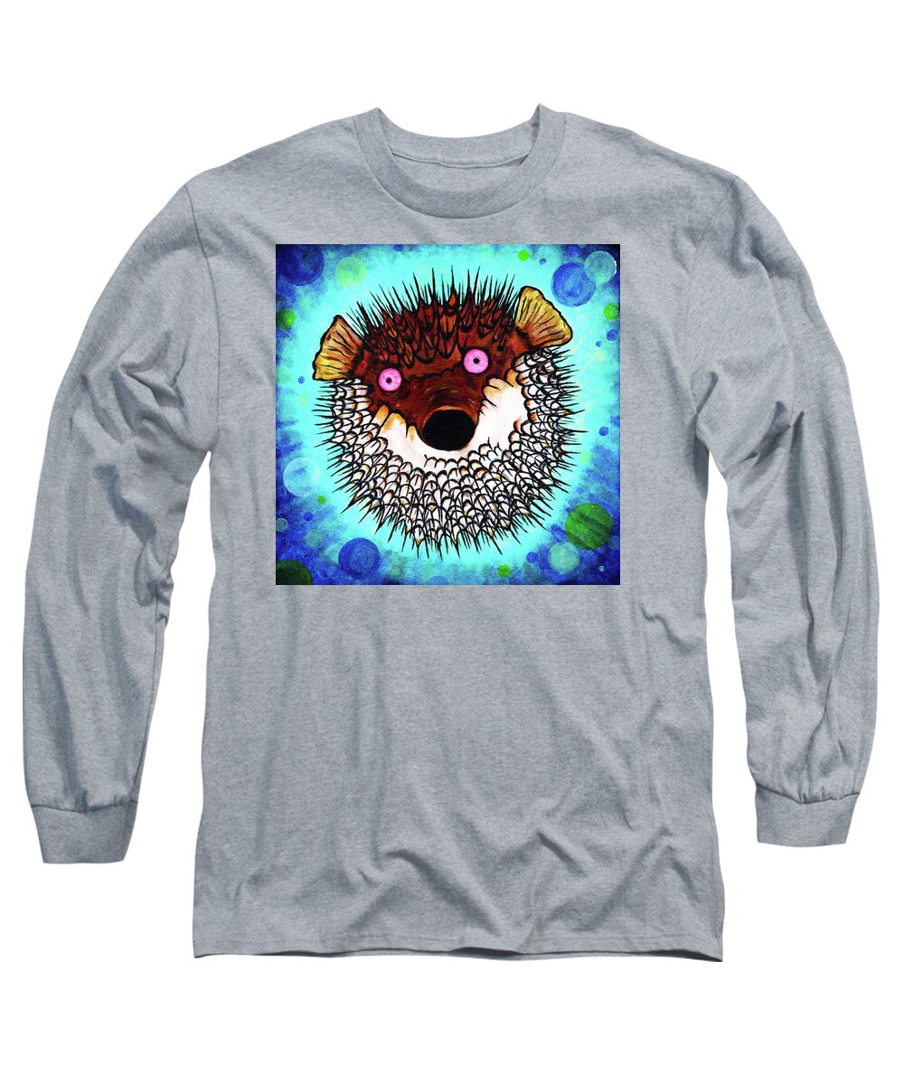 Blow Fish Long Sleeve T-Shirt featuring the painting Blown by Meghan Elizabeth