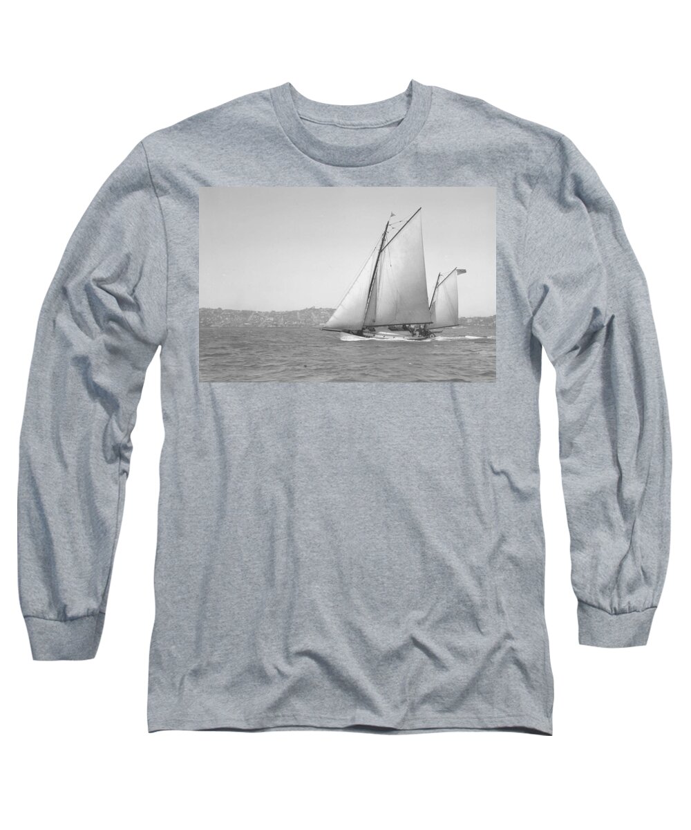 Sea Long Sleeve T-Shirt featuring the painting Asahel Curtis, 1874-1941, AUXILLIARY YAWL AQUILA by Celestial Images