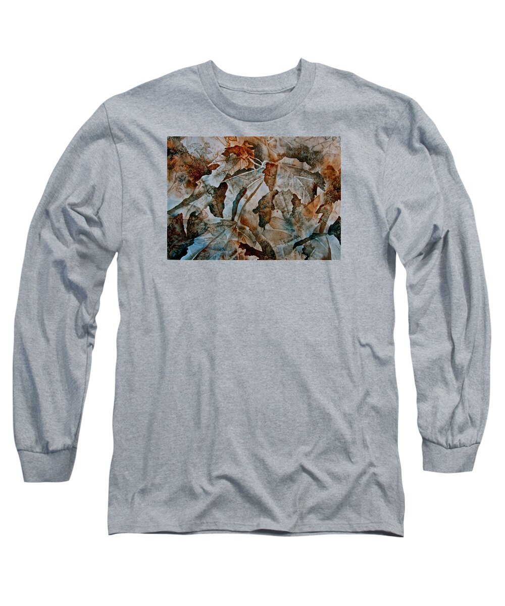 Watercolor Long Sleeve T-Shirt featuring the painting Autumn Patterns by Carolyn Rosenberger