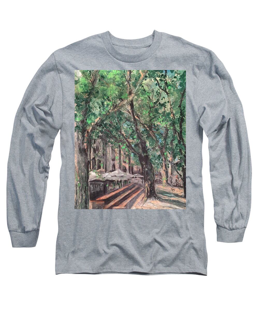 Oil Pastel Long Sleeve T-Shirt featuring the painting Avignon by Robin Miller-Bookhout