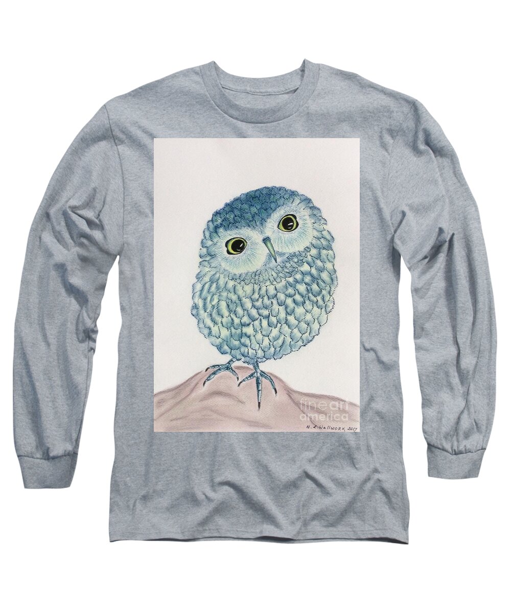 Owl Long Sleeve T-Shirt featuring the pastel Baby owl by Natalia Wallwork