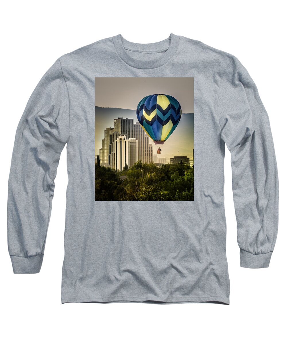 great Reno Balloon Races Long Sleeve T-Shirt featuring the photograph Balloon Over Reno by Janis Knight