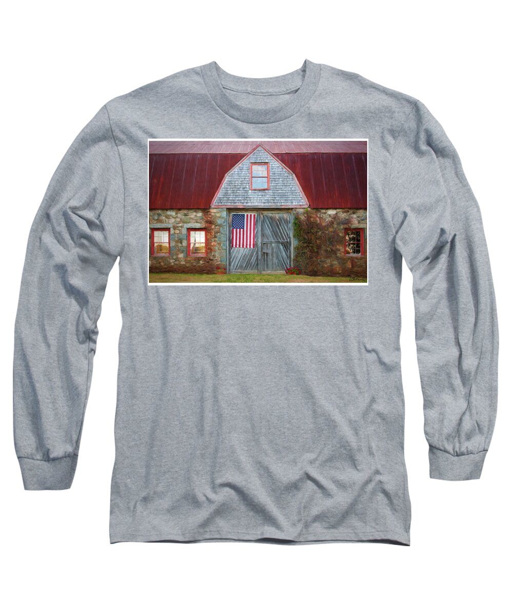 American Flag Long Sleeve T-Shirt featuring the photograph Bar Harbor Barn by Peggy Dietz
