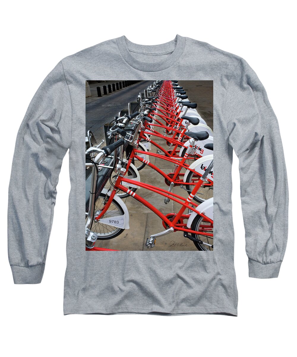 Bicycles Long Sleeve T-Shirt featuring the photograph Barcelona Bicycles by Frederic A Reinecke