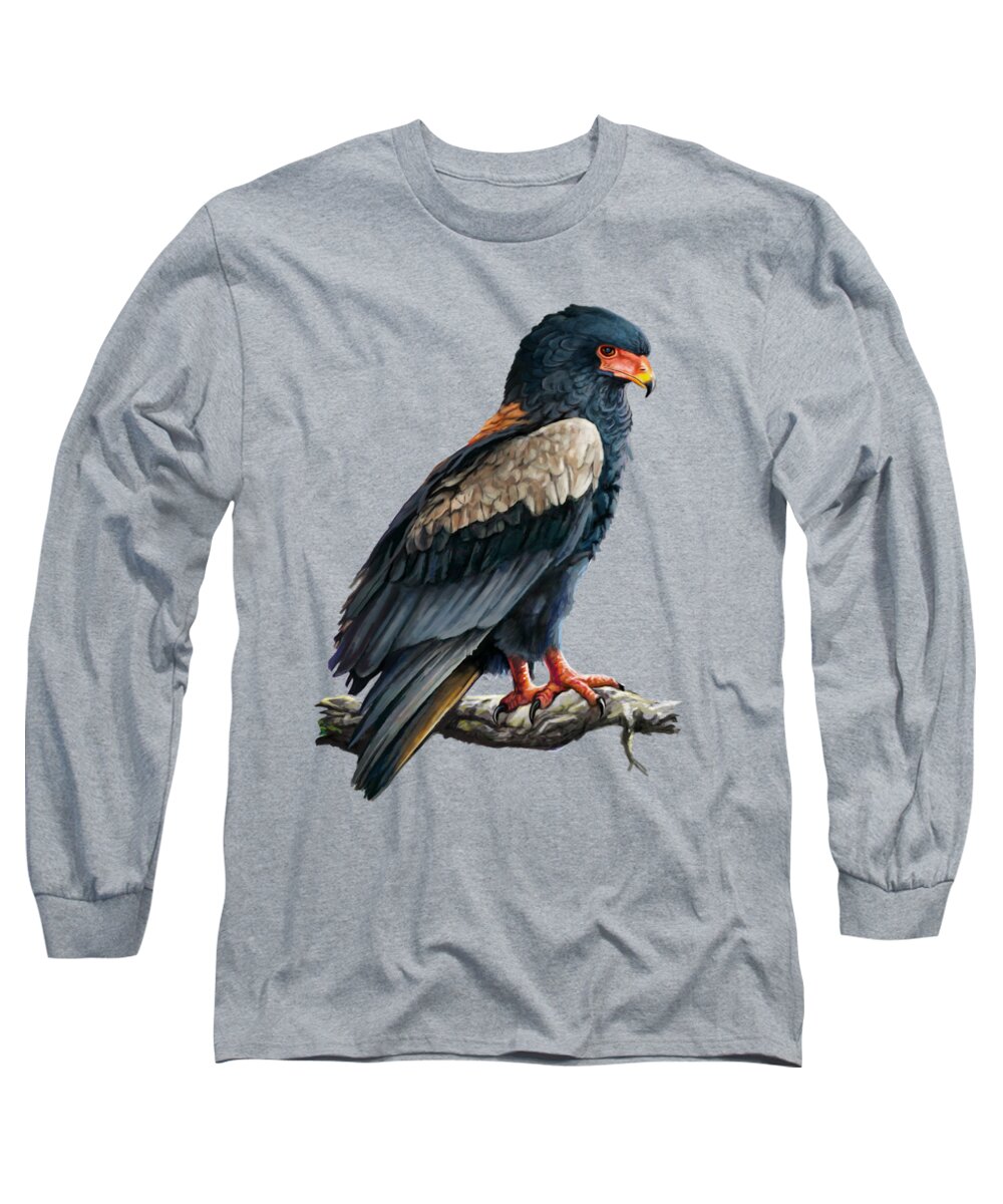 Feathers Long Sleeve T-Shirt featuring the painting Bateleur Eagle by Anthony Mwangi
