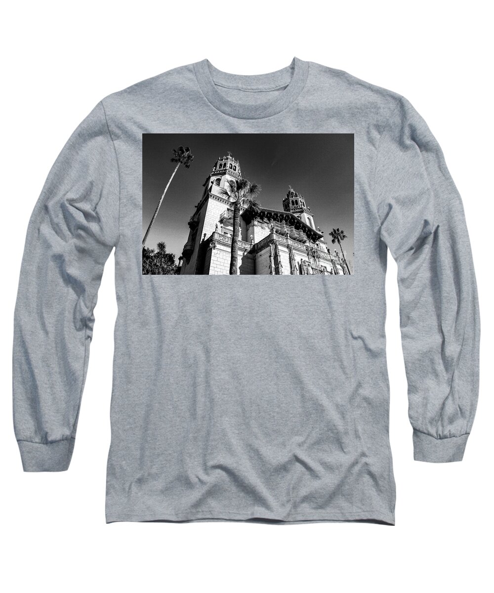 Castle Long Sleeve T-Shirt featuring the photograph Beach House, Black and White by Adam Morsa