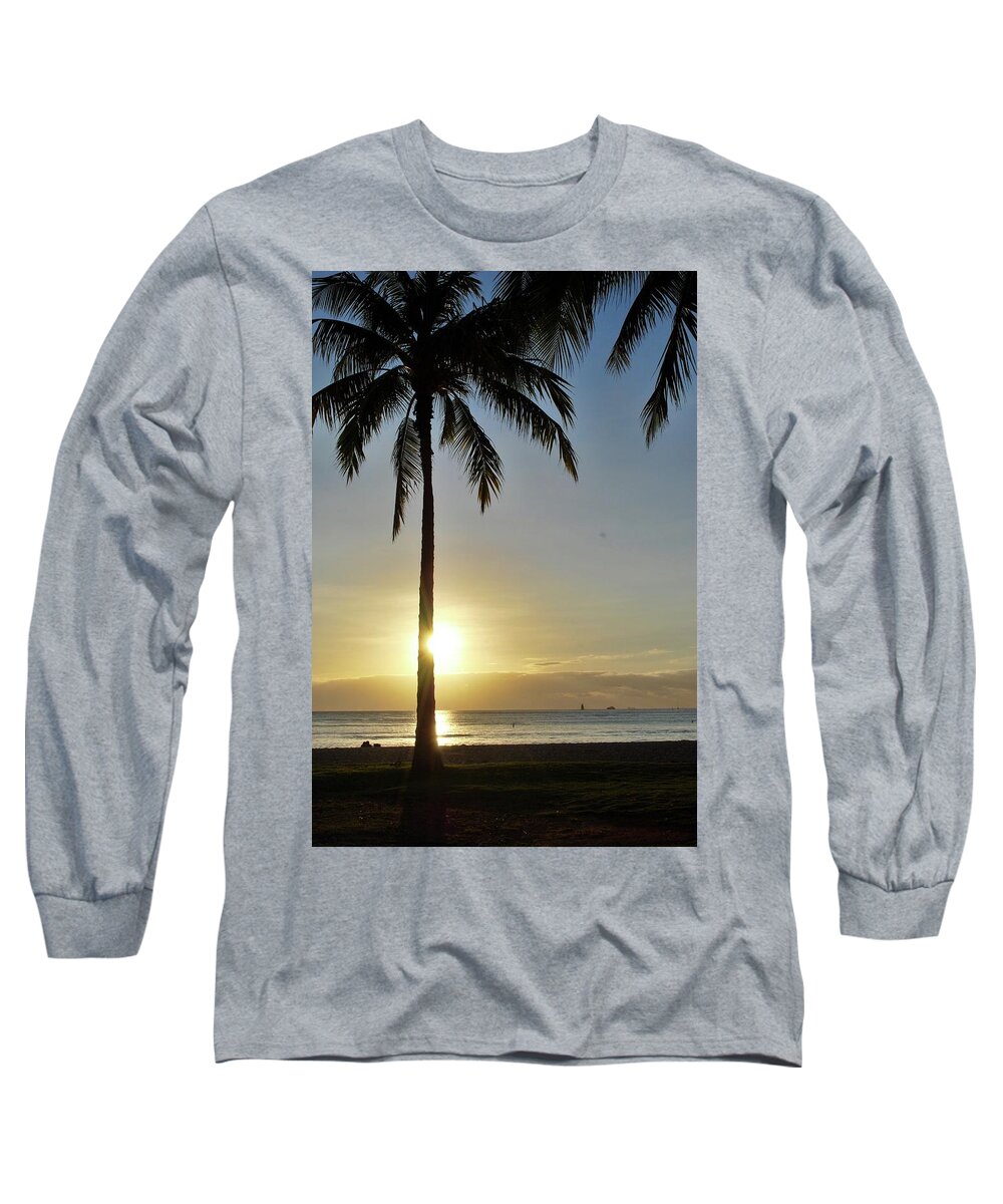 Beach Long Sleeve T-Shirt featuring the photograph Beach sunset by Amee Cave