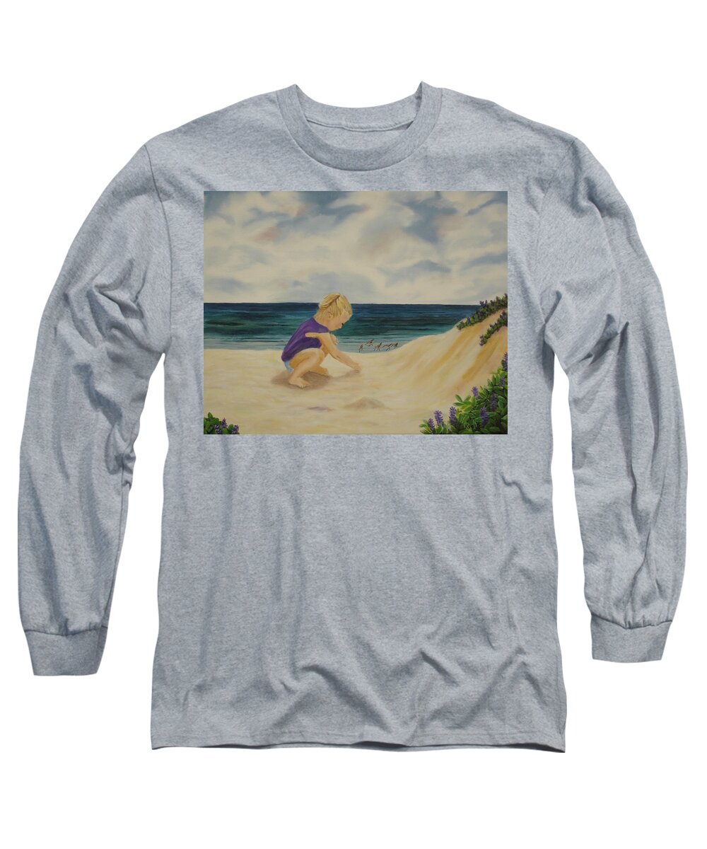 Child Long Sleeve T-Shirt featuring the painting Beachcomber by Susan Kubes