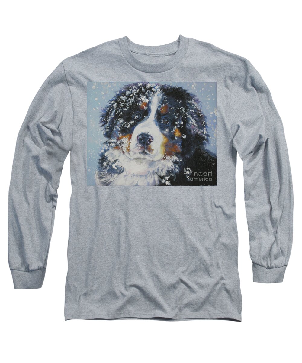 Bernese Mountain Dog Long Sleeve T-Shirt featuring the painting Bernese Mountain Dog Puppy by Lee Ann Shepard
