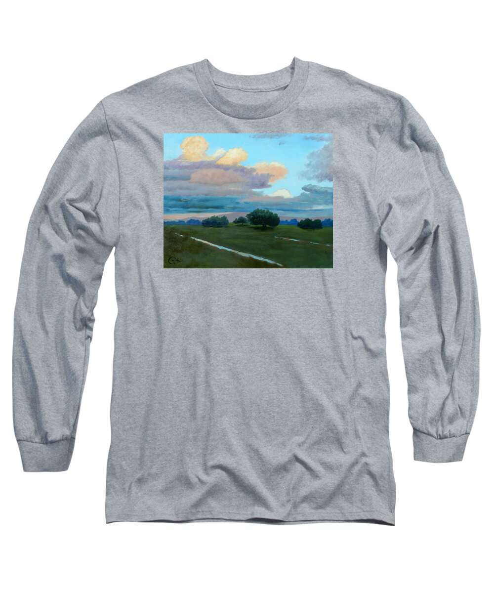 Clouds Long Sleeve T-Shirt featuring the painting Between Rains by Gary Coleman