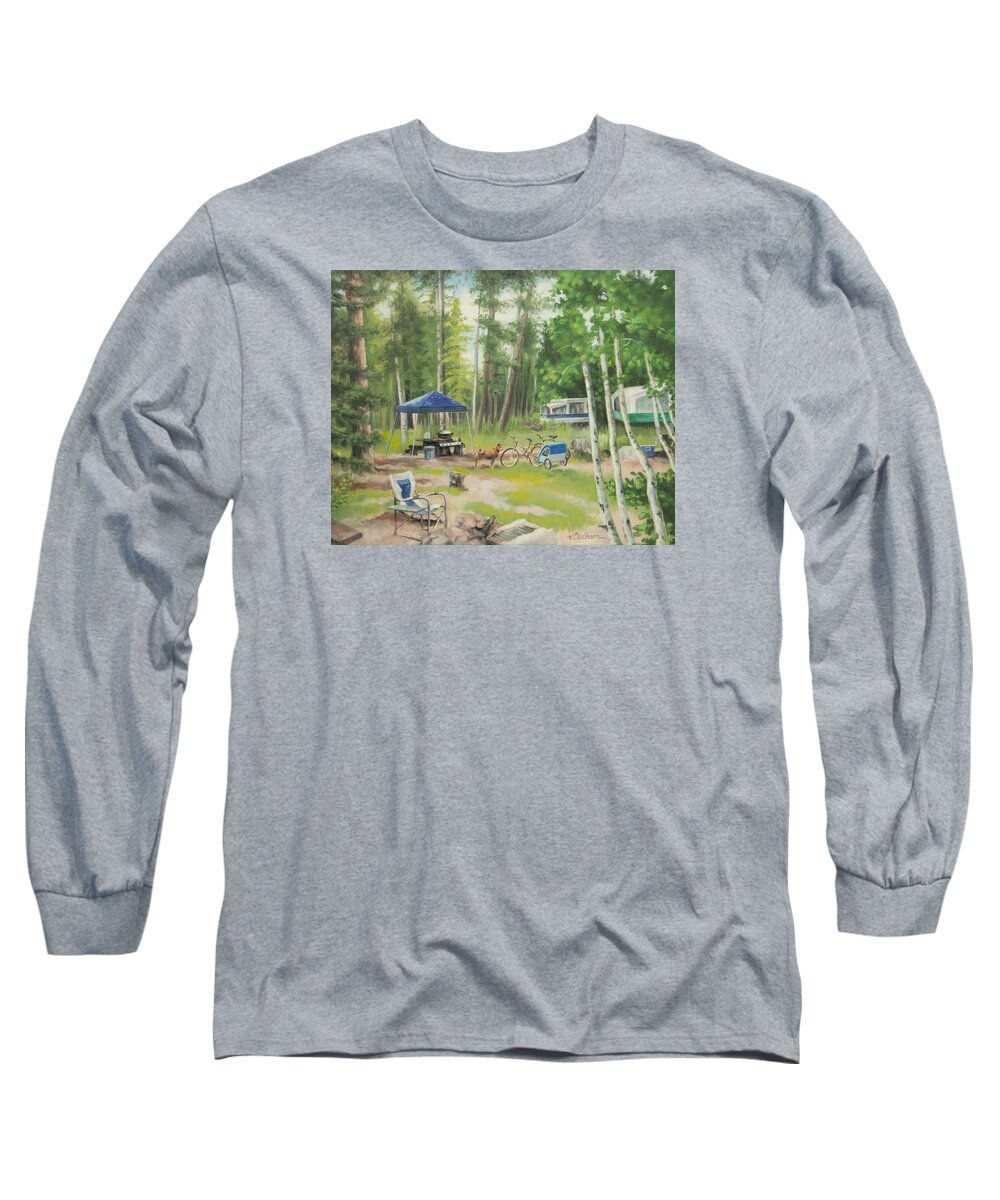 Camping Long Sleeve T-Shirt featuring the painting Big Lake 2015 by Victoria Oldham