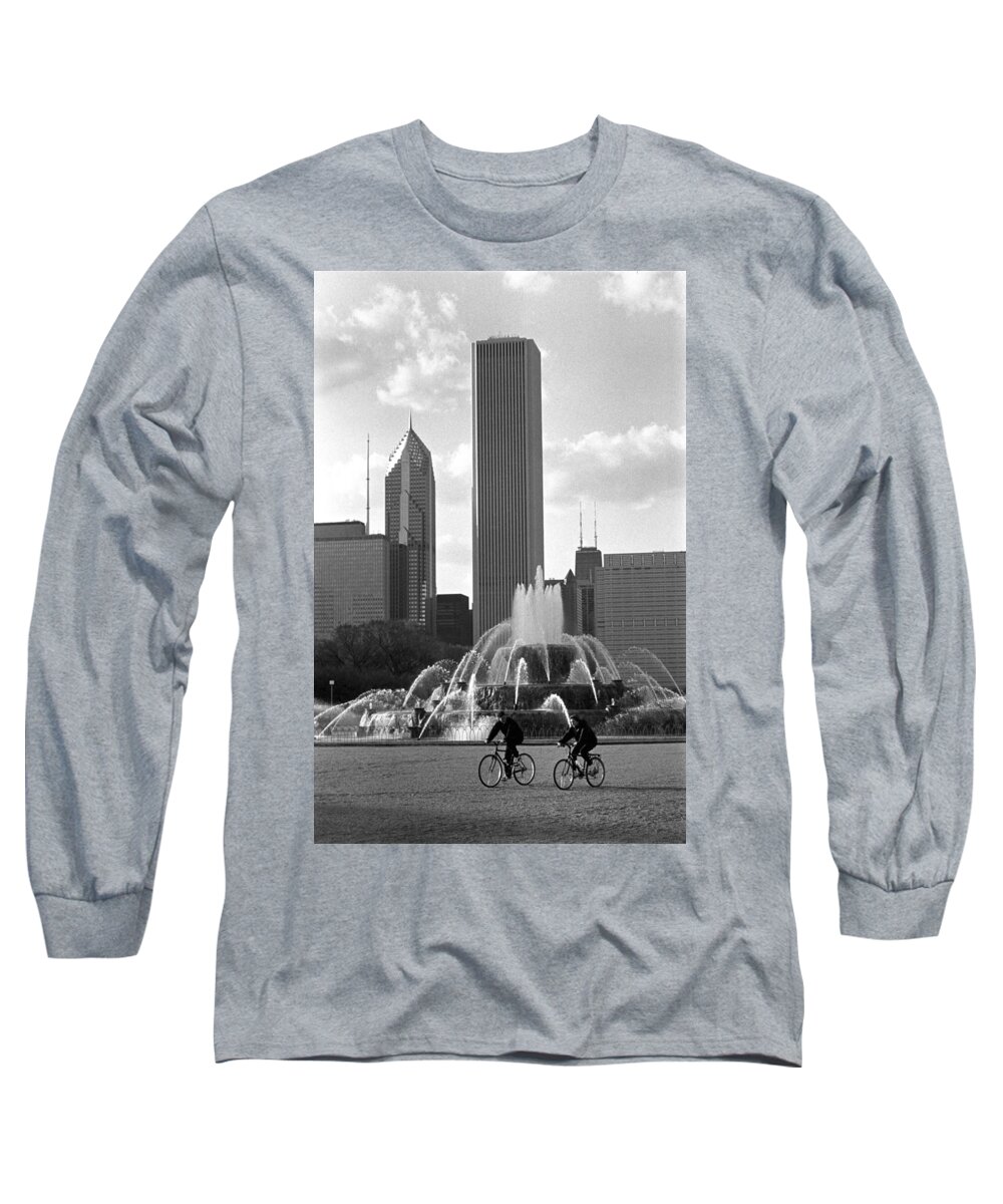 Black/white Long Sleeve T-Shirt featuring the photograph Bikers by Carol Neal-Chicago