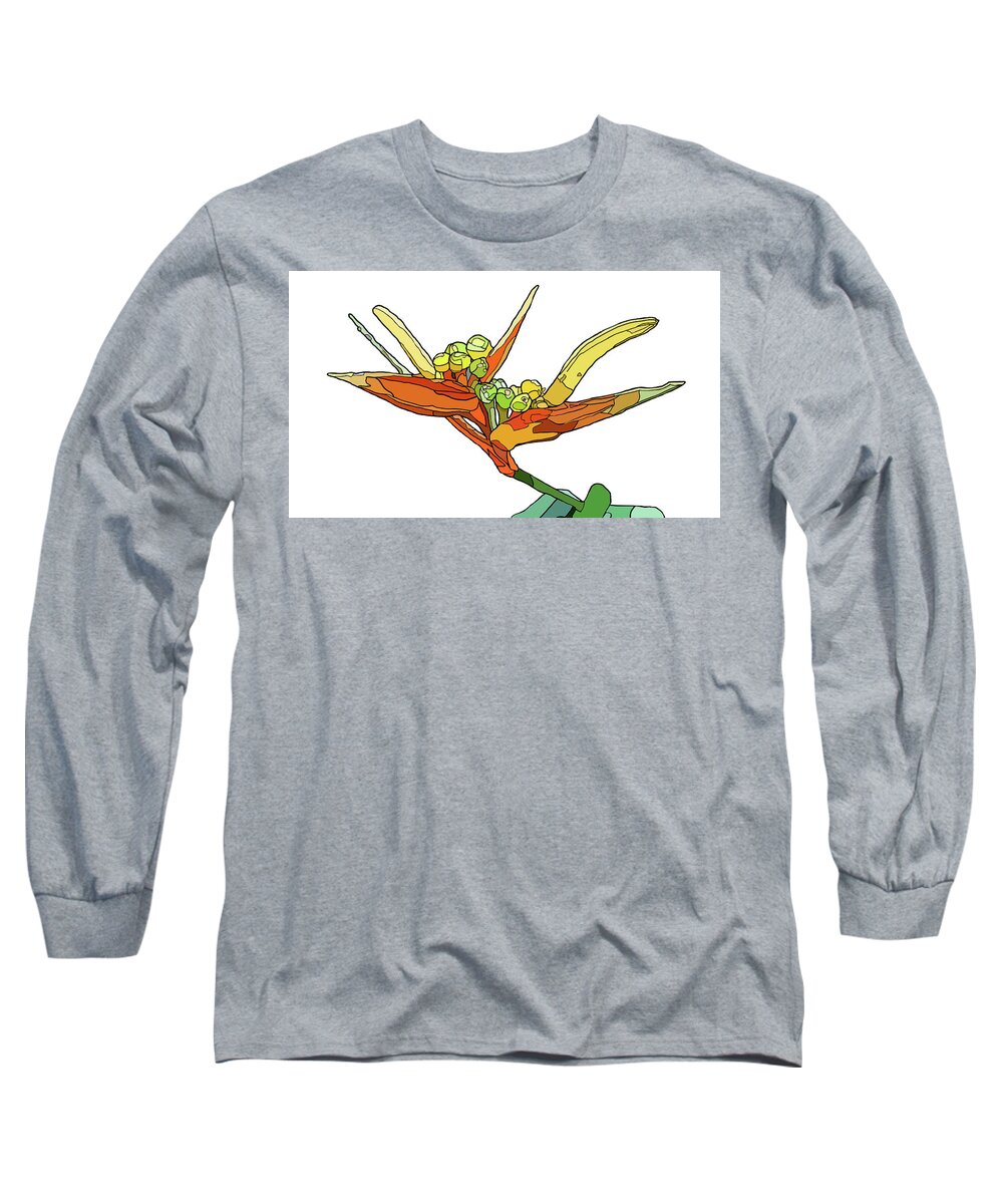 Bird-of-paradise Long Sleeve T-Shirt featuring the painting Bird of Paradise by Jamie Downs