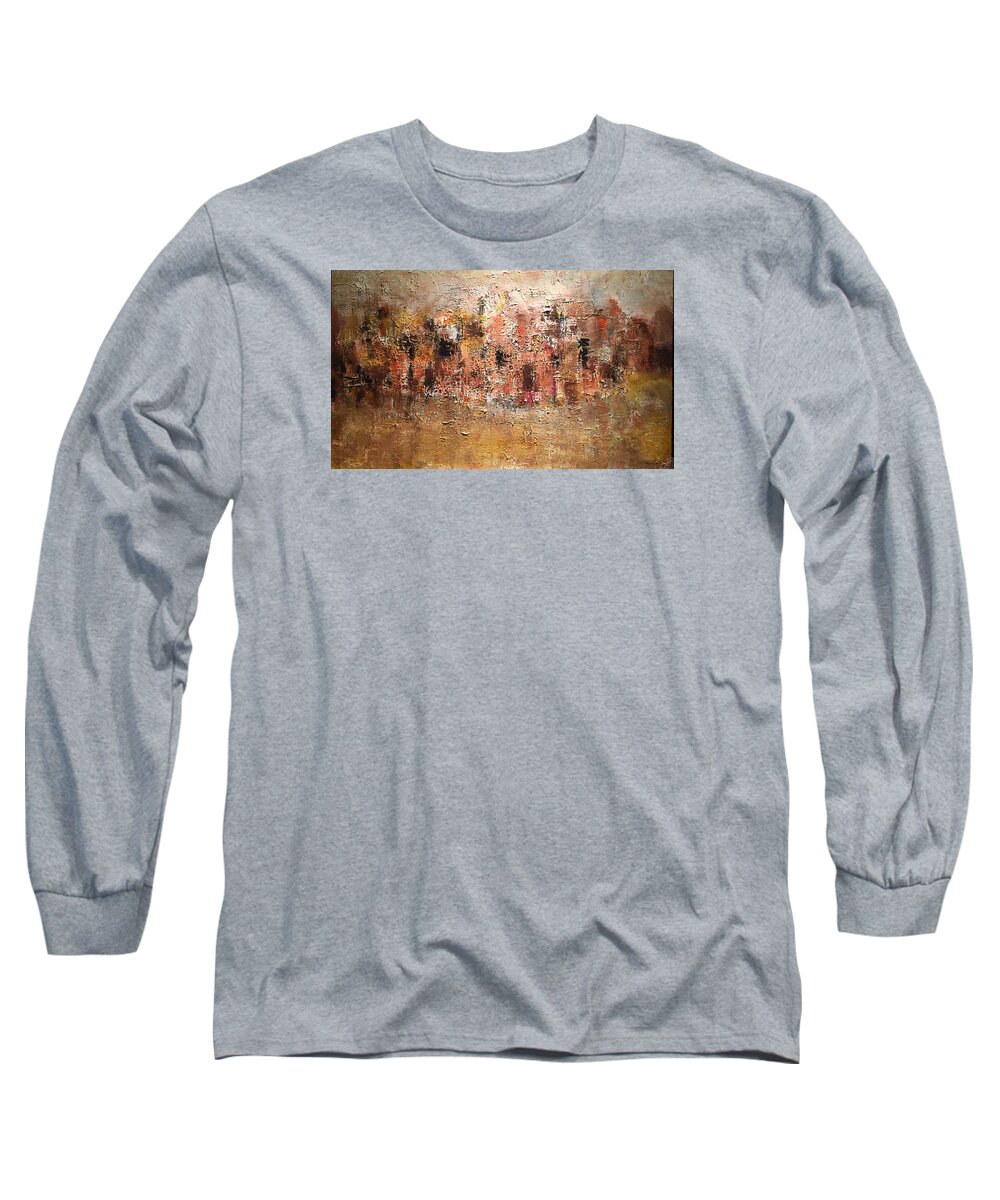 Urban Long Sleeve T-Shirt featuring the painting Birth of an Urbscape by Dennis Ellman