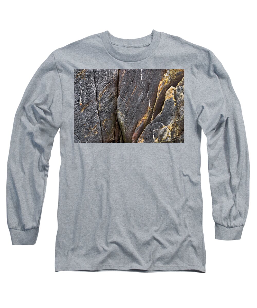 Rock Long Sleeve T-Shirt featuring the photograph Black Granite Abstract Two by Peter J Sucy