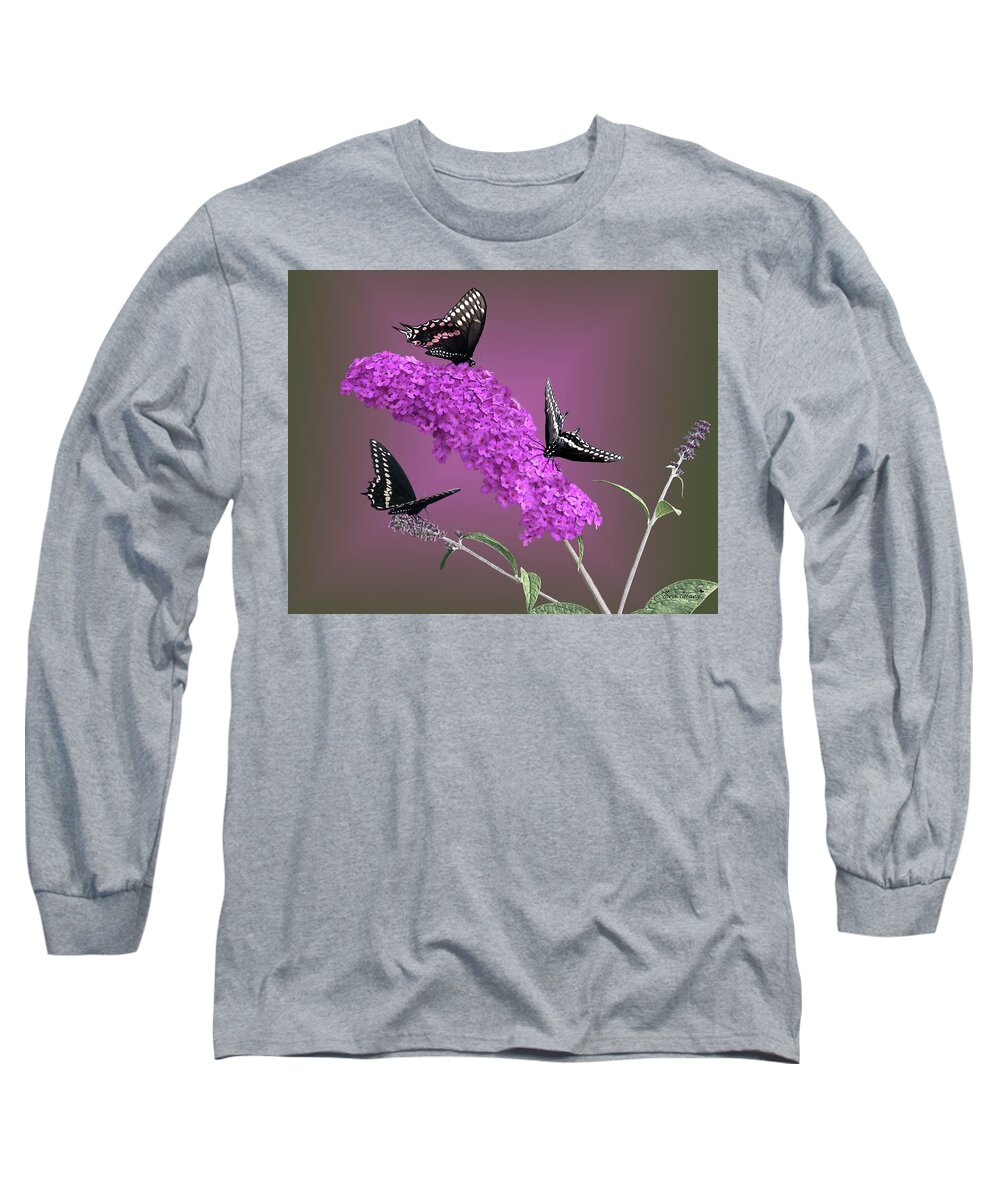 Fine Art Long Sleeve T-Shirt featuring the digital art Black Swallowtail 2 by Torie Tiffany