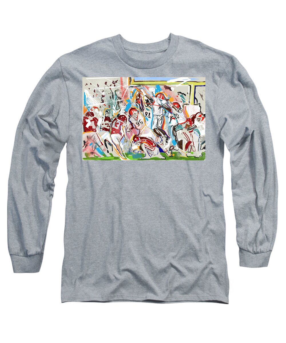 Uga Rosebowl Long Sleeve T-Shirt featuring the painting Blocked by John Gholson
