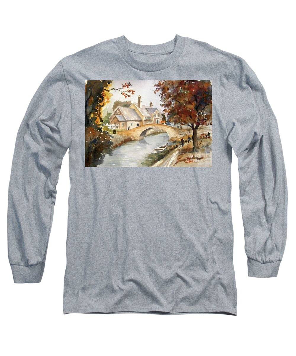 15x22 Painting Long Sleeve T-Shirt featuring the painting Blue Anchor Tavern by Gerald Miraldi