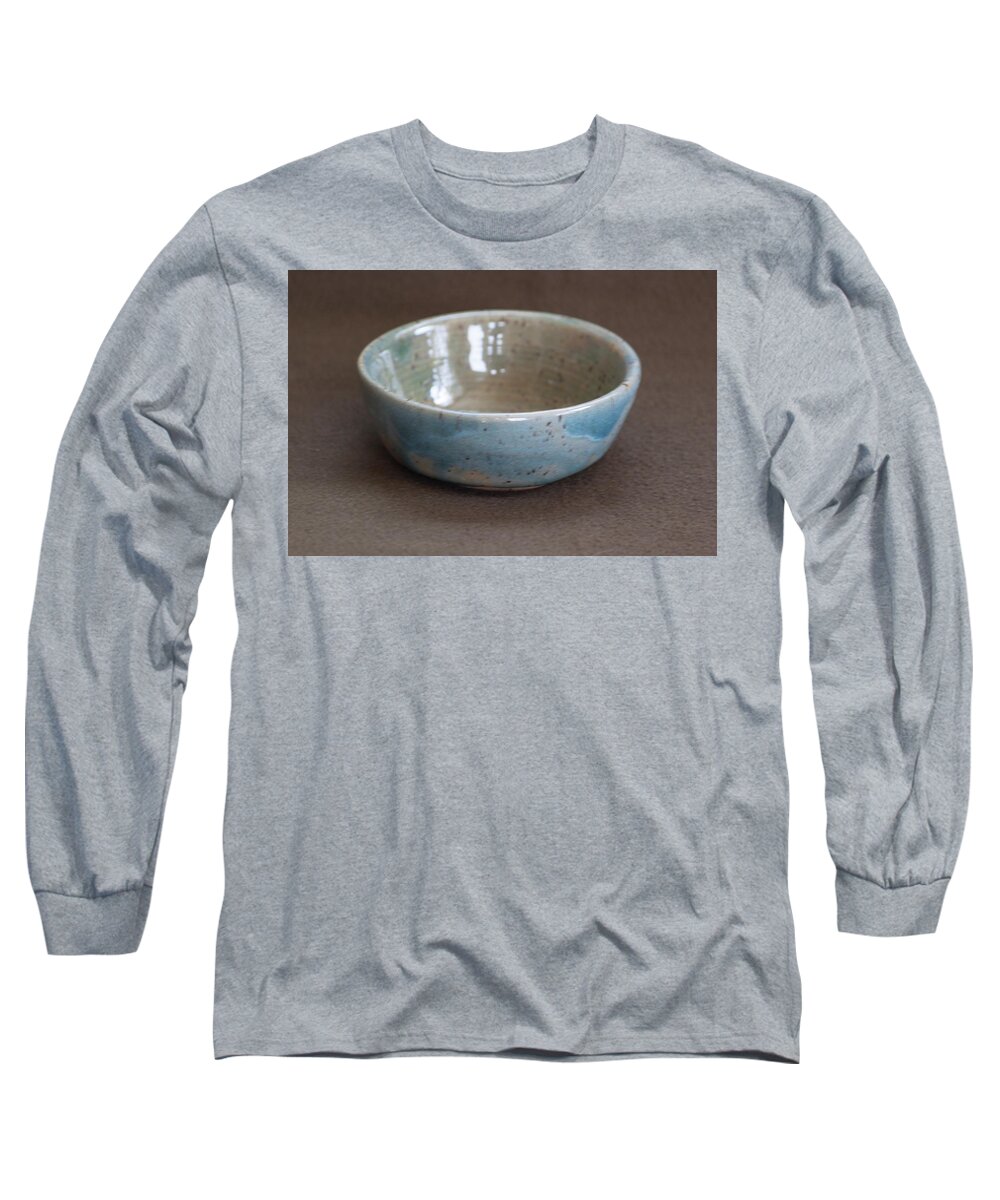 Ceramic Long Sleeve T-Shirt featuring the ceramic art Blue Ceramic Drippy Bowl by Suzanne Gaff