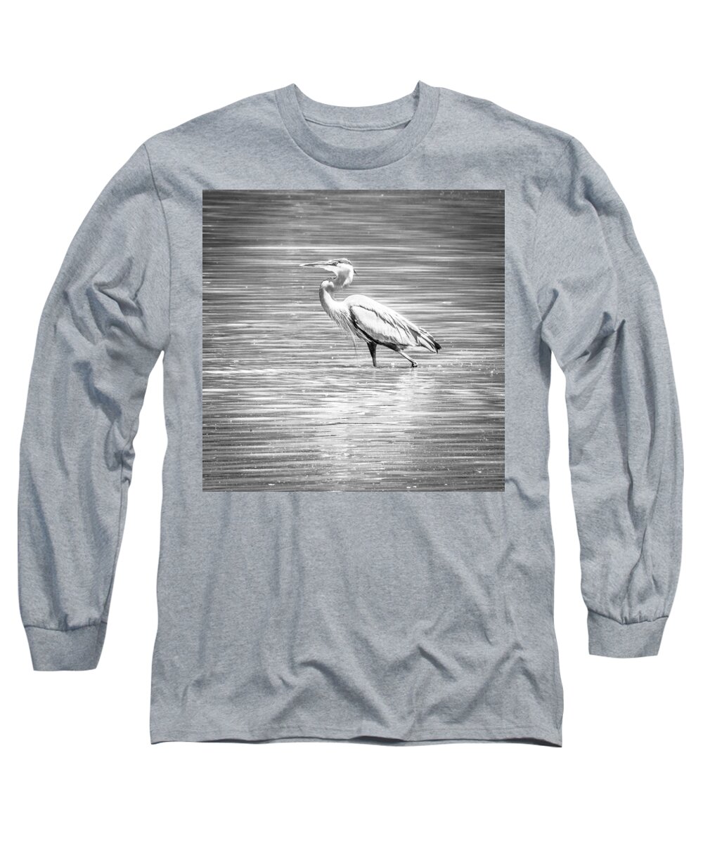 2015 Long Sleeve T-Shirt featuring the photograph Blue Heron Strut by Wade Brooks