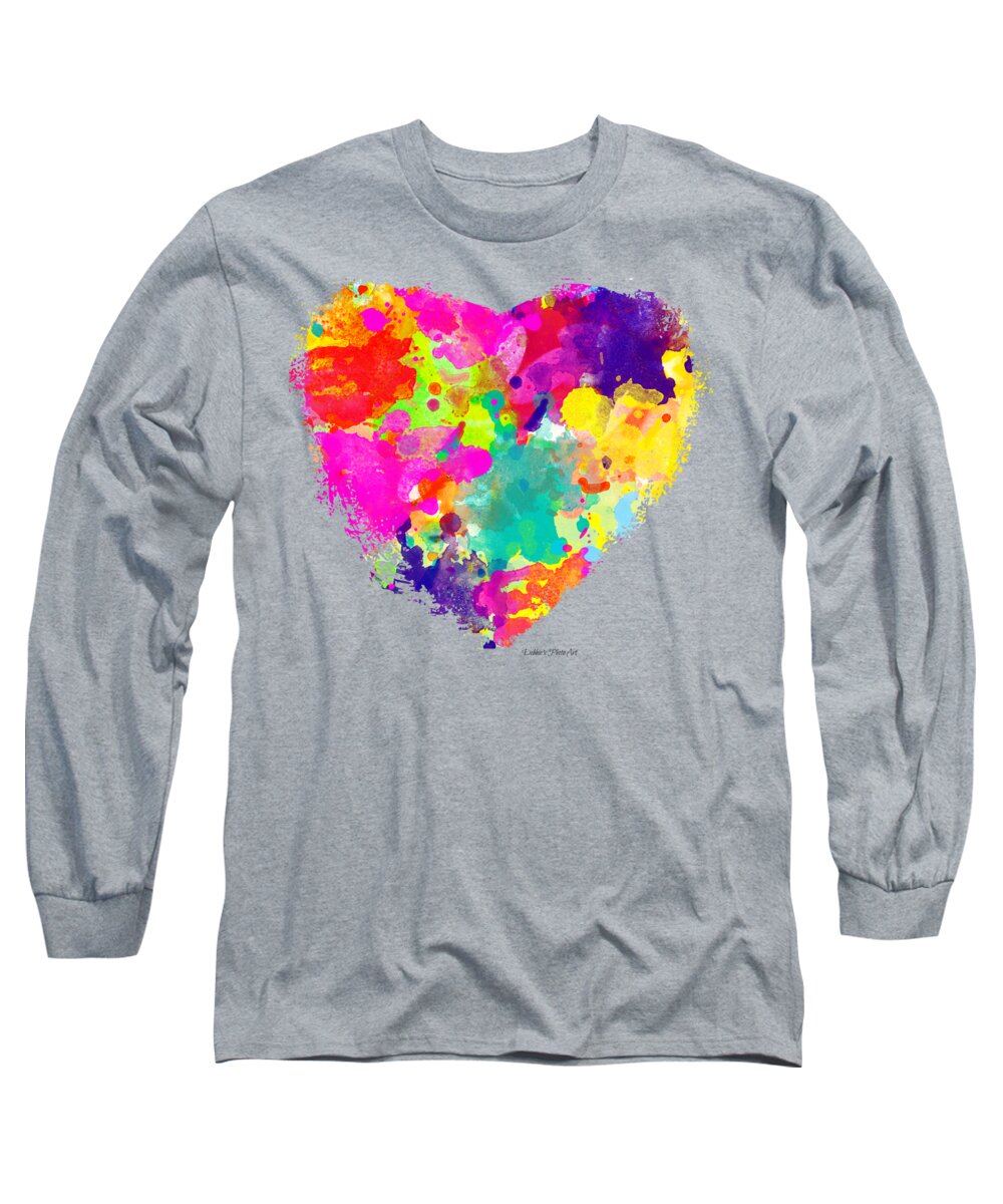 Den fremmede Sælger Efterår Bold Watercolor heart - TEE SHIRT DESIGN Long Sleeve T-Shirt by Debbie  Portwood - Fine Art America
