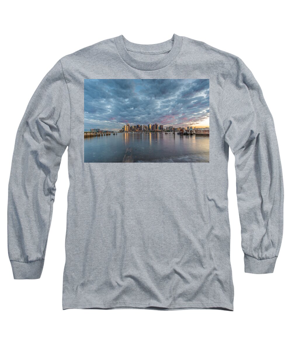 Boston Long Sleeve T-Shirt featuring the photograph Boston from Carletons Whahrf by Bryan Xavier