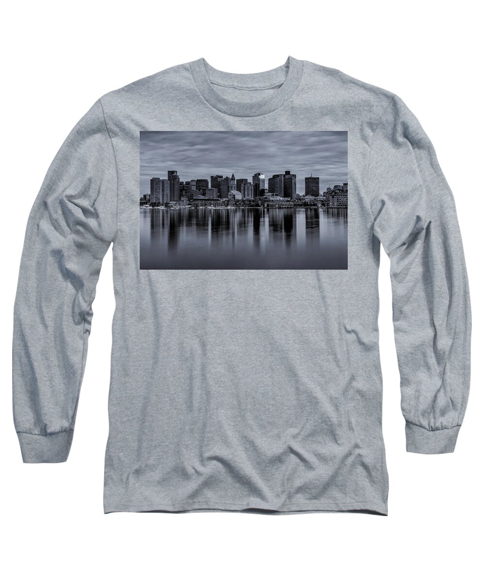 Boston Long Sleeve T-Shirt featuring the photograph Boston in Monochrome by Rob Davies