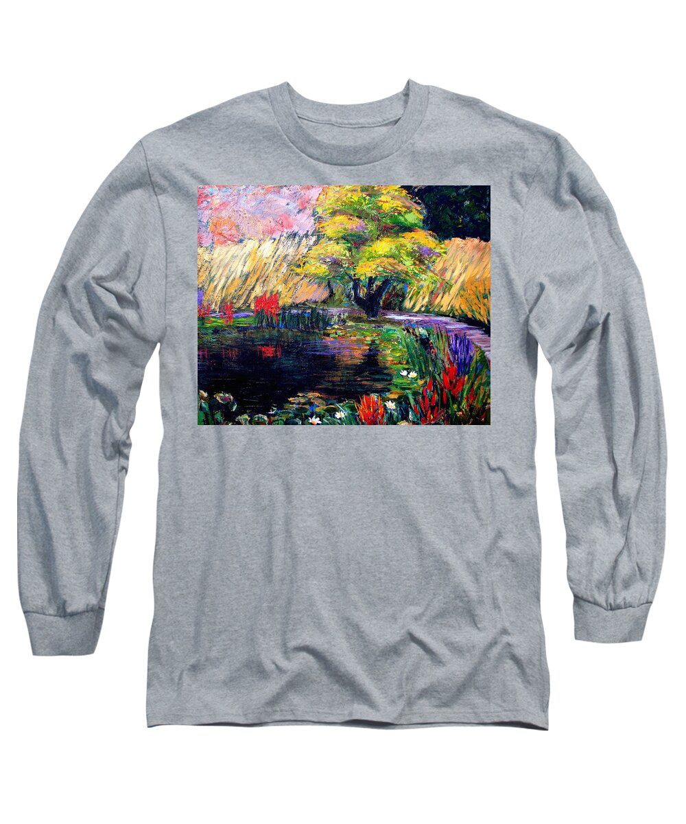Art Nomad Long Sleeve T-Shirt featuring the painting Botanical Garden in Lund Sweden by Art Nomad Sandra Hansen